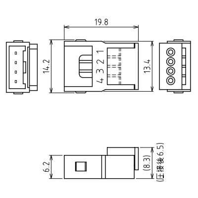 4芯クイックコネクター　232D-04P1A-DA5N-FA（50個入り）商品画像
